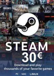 Steam Wallet Gift Card 30 - карта для региона EU