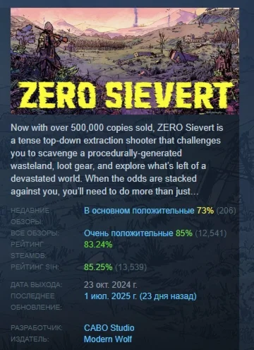 ZERO Sievert АВТОДОСТАВКА STEAM РОССИЯ