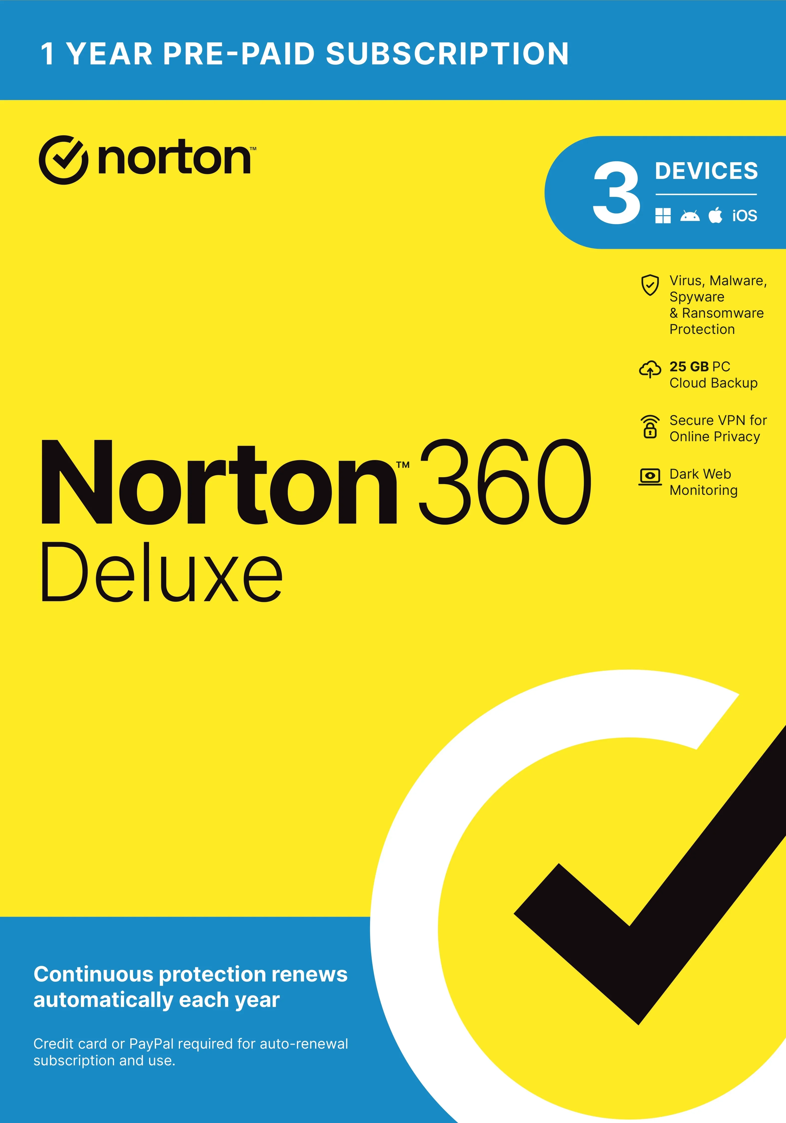 Norton 360 Deluxe 3 devices / 1 год Global