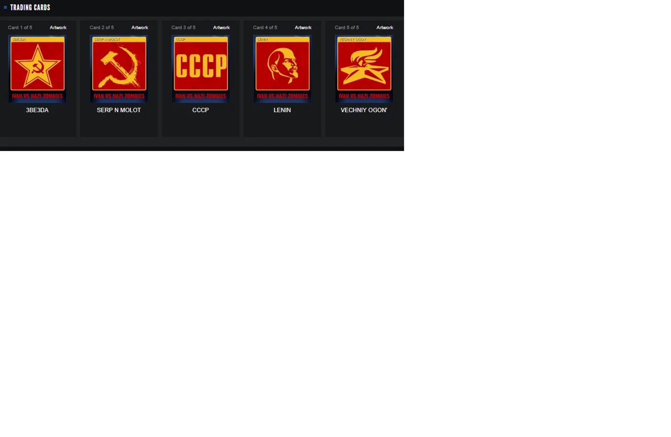 Набор карточек steam IVAN vs NAZI ZOMBIES
