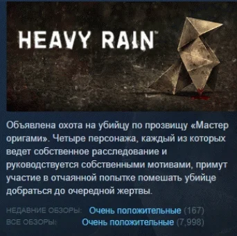 Heavy Rain STEAM KEY РОССИЯ+СНГ СТИМ КЛЮЧ ЛИЦЕНЗИЯ