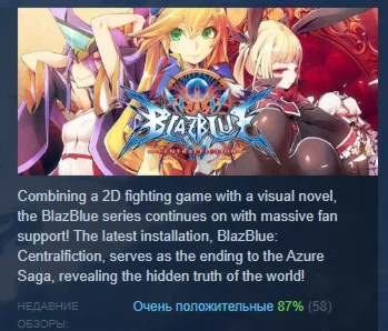 BlazBlue Centralfiction АВТОДОСТАВКА STEAM РОССИЯ