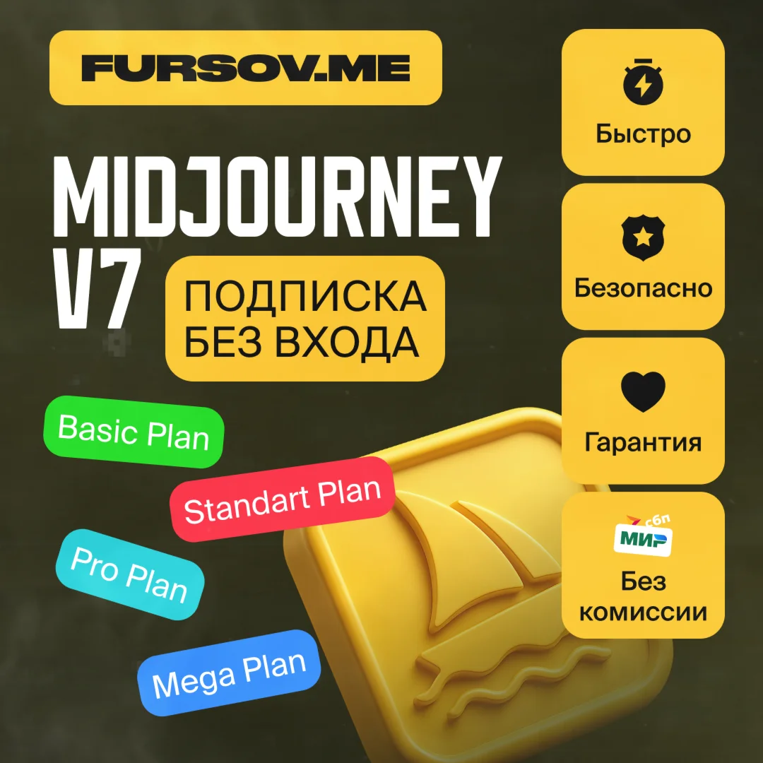 БЕЗ КОМИССИИMidjourney V7 ПОДПИСКА БЕЗ ВХОДА