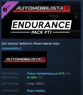 Automobilista 2 - Endurance Pack Pt1 DLC STEAM РОССИЯ