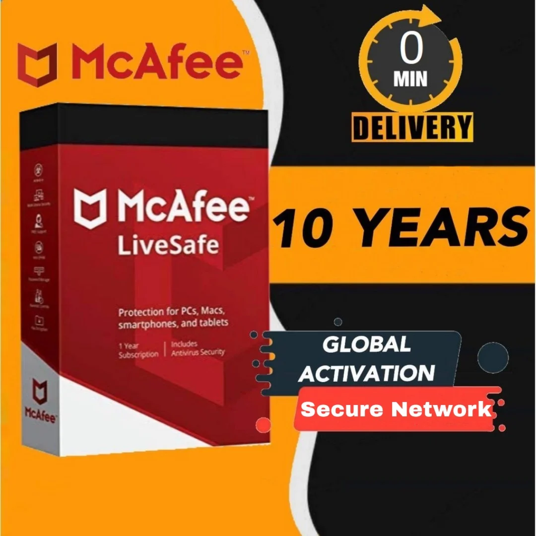 Mcafee LiveSafe 2025 key 10 лет
