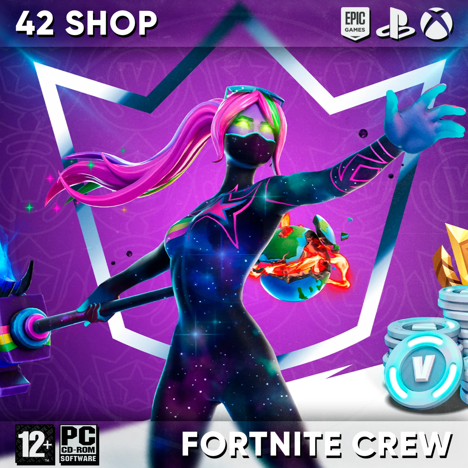 Подписка Fortnite Crew Боевой пропуск + 1000 ВБ
